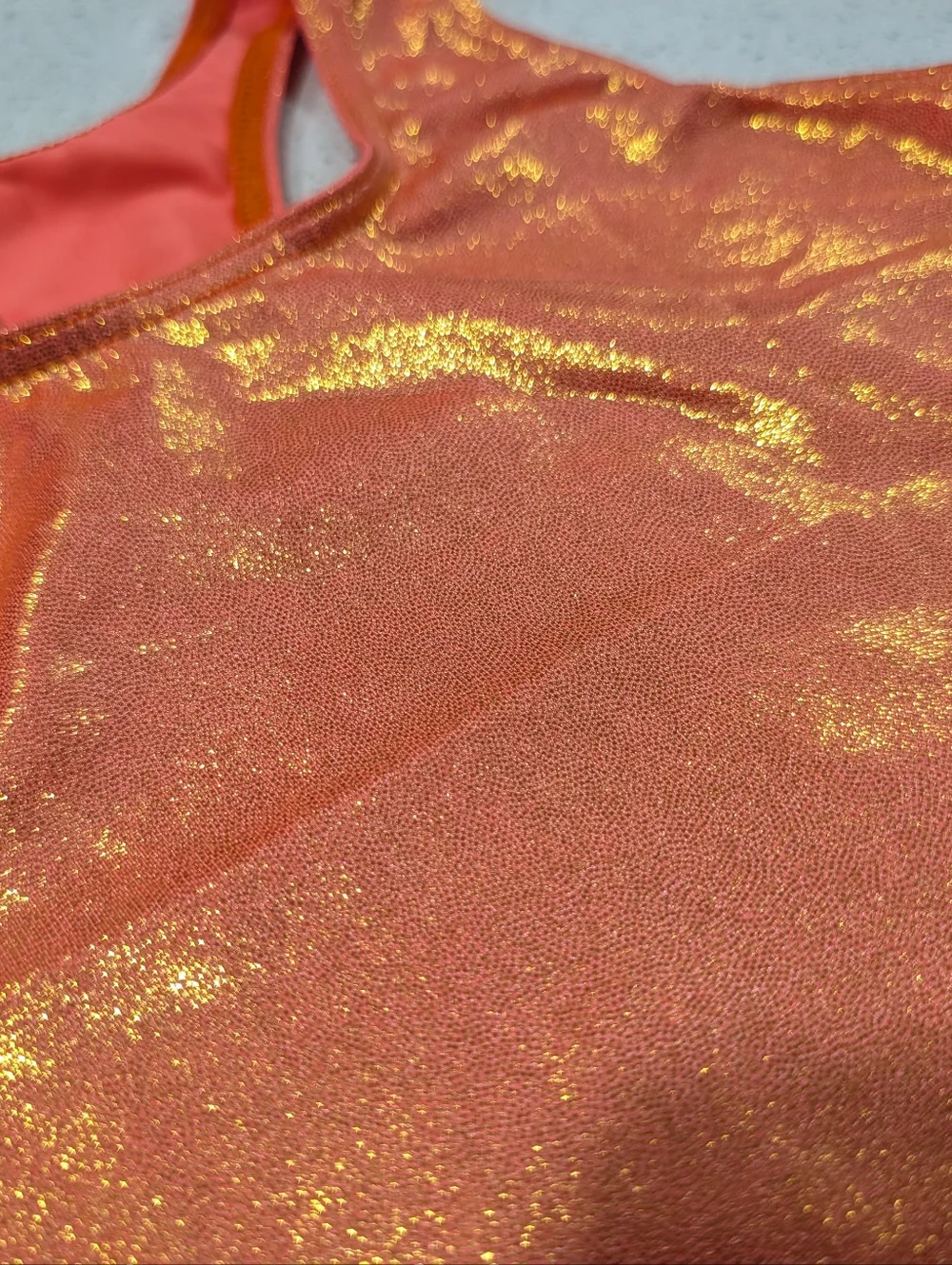 STUNNING Balera Gymnastics Ballet Dance Leotard AXL X-Large Metallic ORANGE HTF! - Picture 3 of 5
